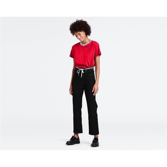 Levi’s Premium Ribcage Straight Ankle Denim in Black Sprout - Picture 3 of 16